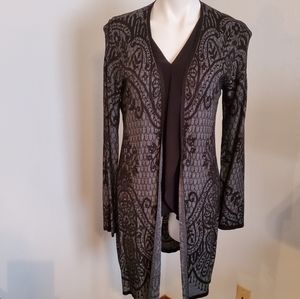 Long Duster Cardigan Lace Print Size M